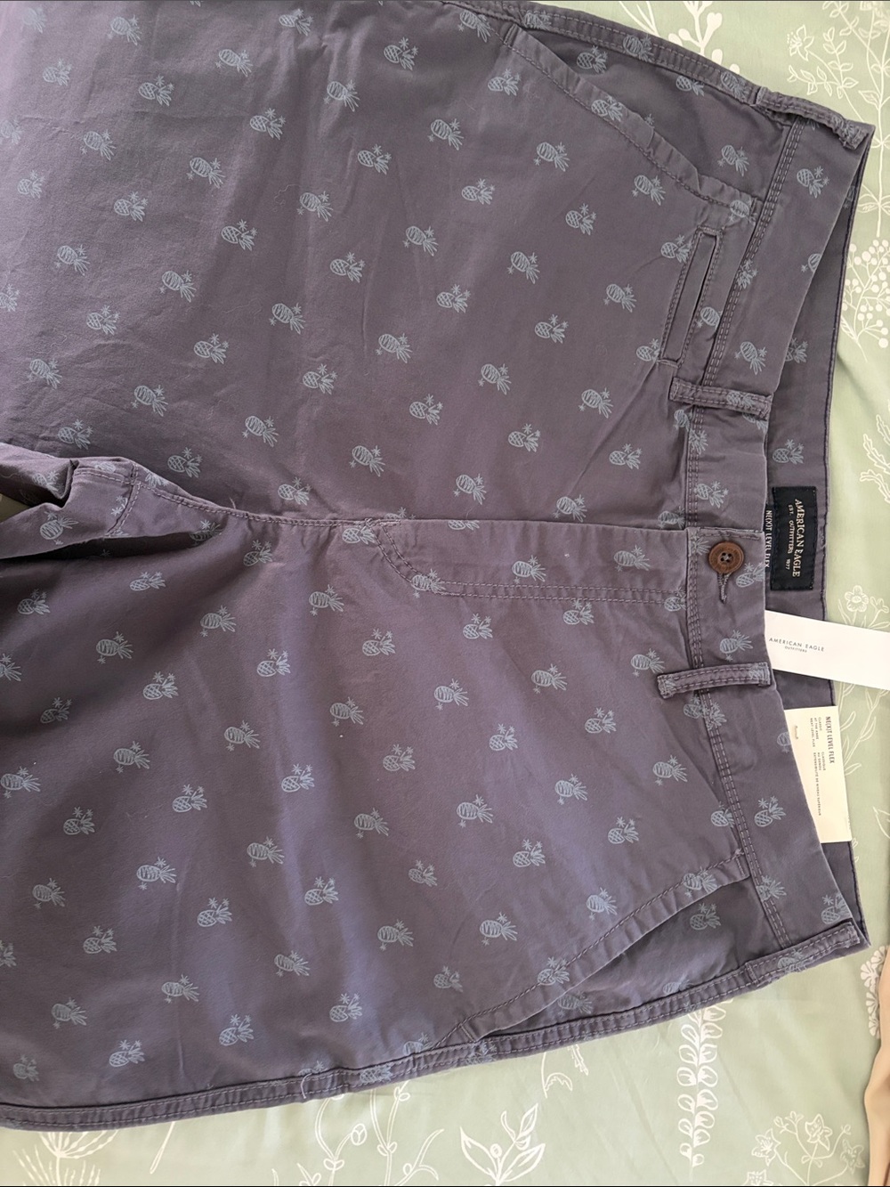 American Eagle Outfitters Men's Pineapple Print Chino Shorts - Purple